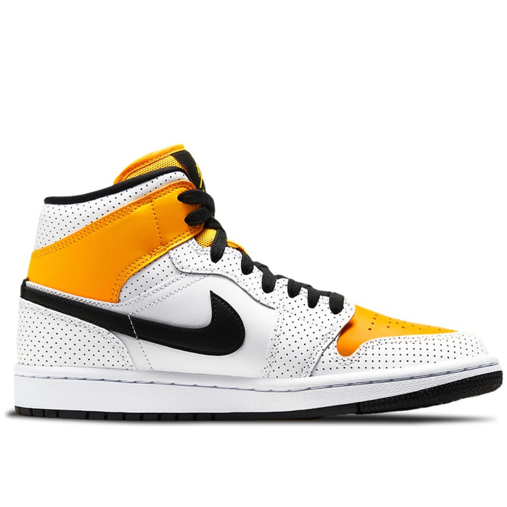 Air Jordan 1 Mid Perforated White University Gold