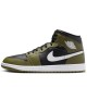 Air Jordan 1 Mid Black White Olive