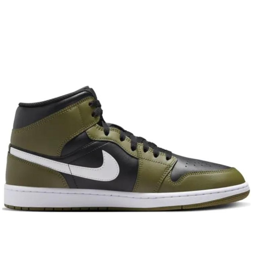 Air Jordan 1 Mid Black White Olive