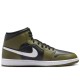 Air Jordan 1 Mid Black White Olive