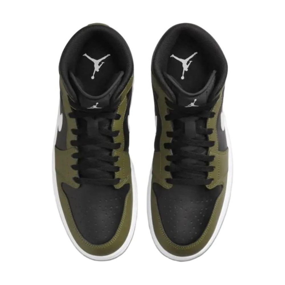 Air Jordan 1 Mid Black White Olive