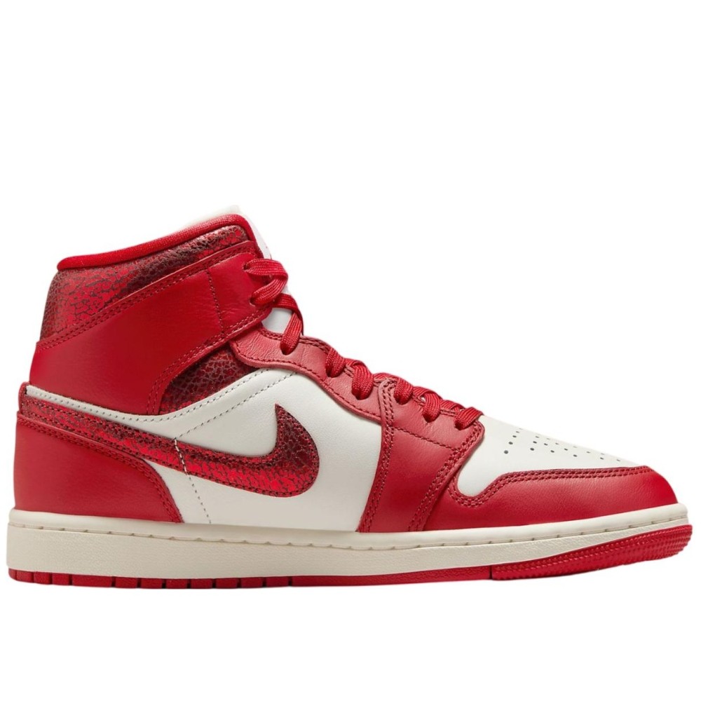 Air Jordan 1 Mid SE Red Cracked Leather