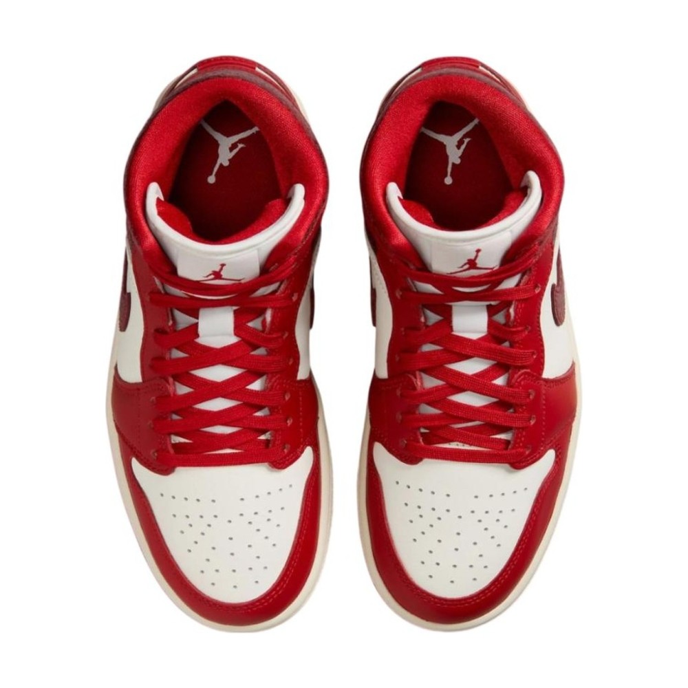 Air Jordan 1 Mid SE Red Cracked Leather