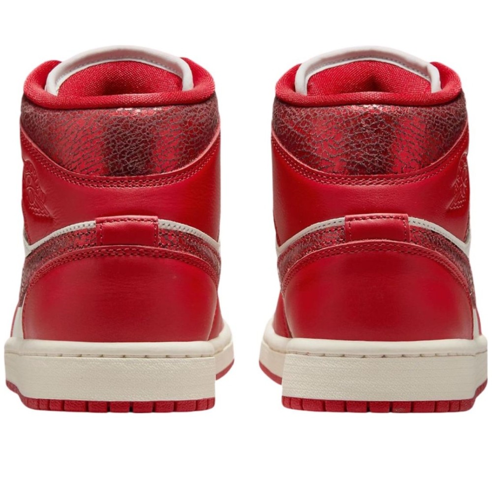 Air Jordan 1 Mid SE Red Cracked Leather