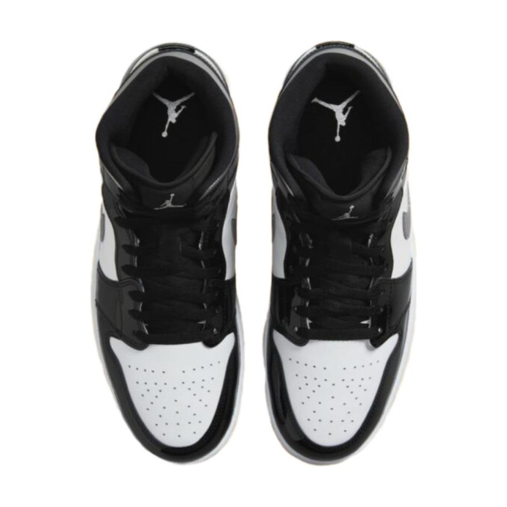 Air Jordan 1 Mid SE Patent Black White Metallic Silver Metallic Gold
