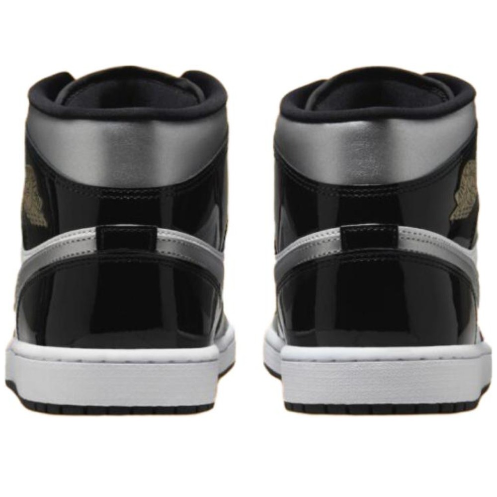 Air Jordan 1 Mid SE Patent Black White Metallic Silver Metallic Gold