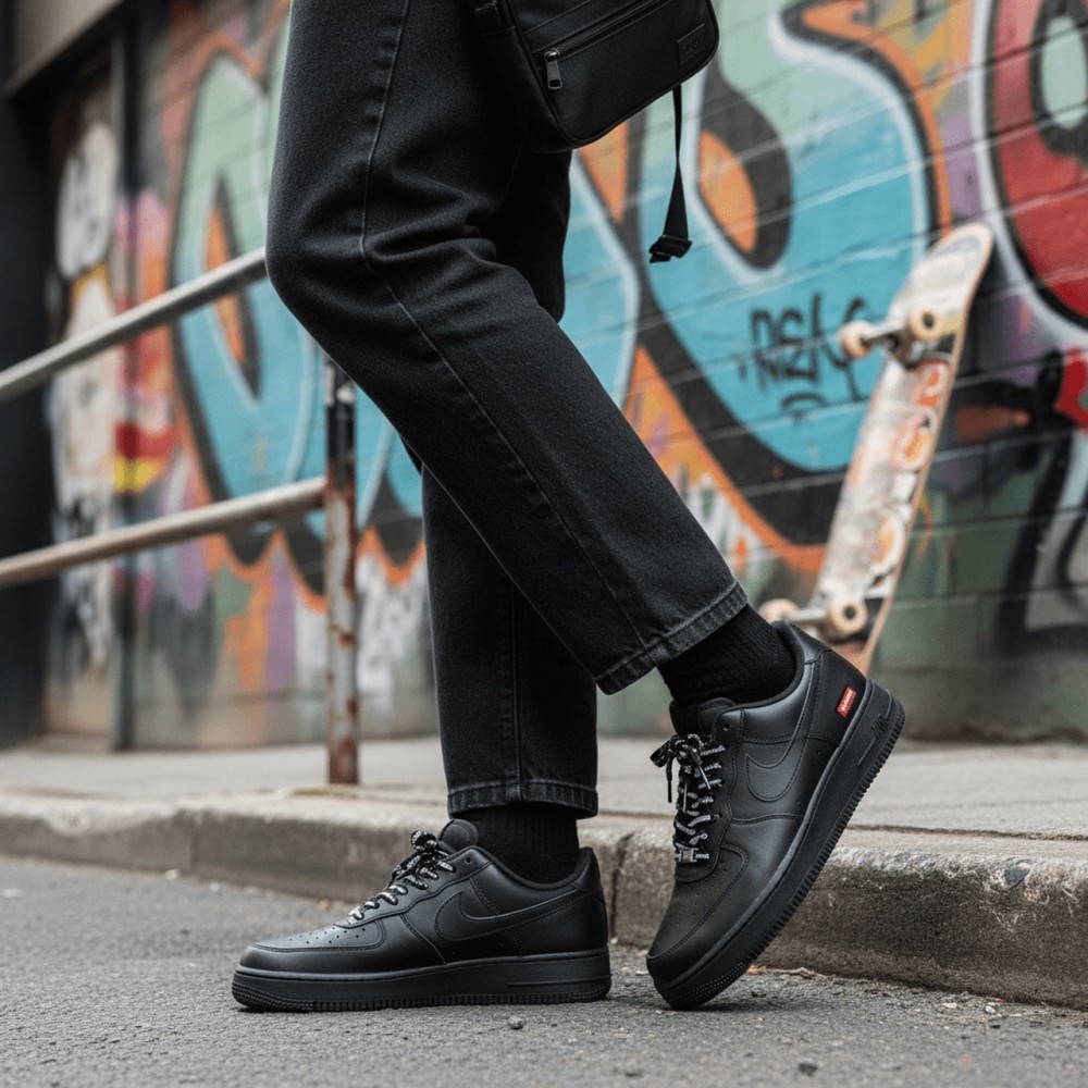 X Supreme Air Force 1 Low Box Logo Black