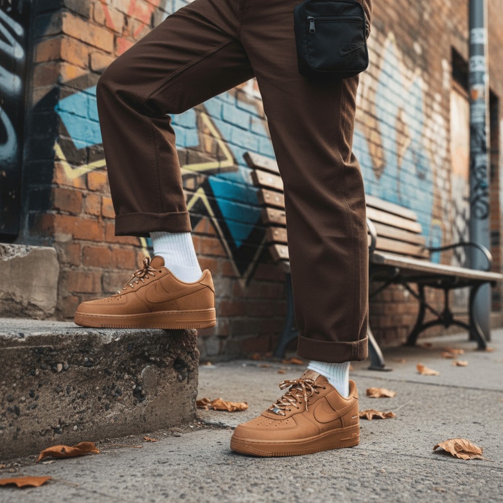 X Supreme Air Force 1 Low Sp Wheat
