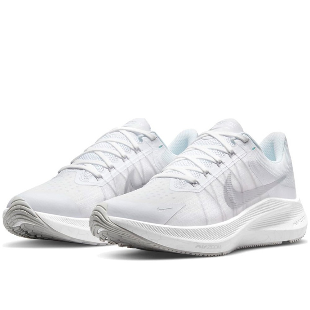 Zoom Winflo 8 White Metallic Silver Women