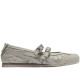 Mexico 66 Mary Jane Shoes Buckle Fabric Flat Gray Low Heel 3cm Moderate Round Tip 1182a705 020