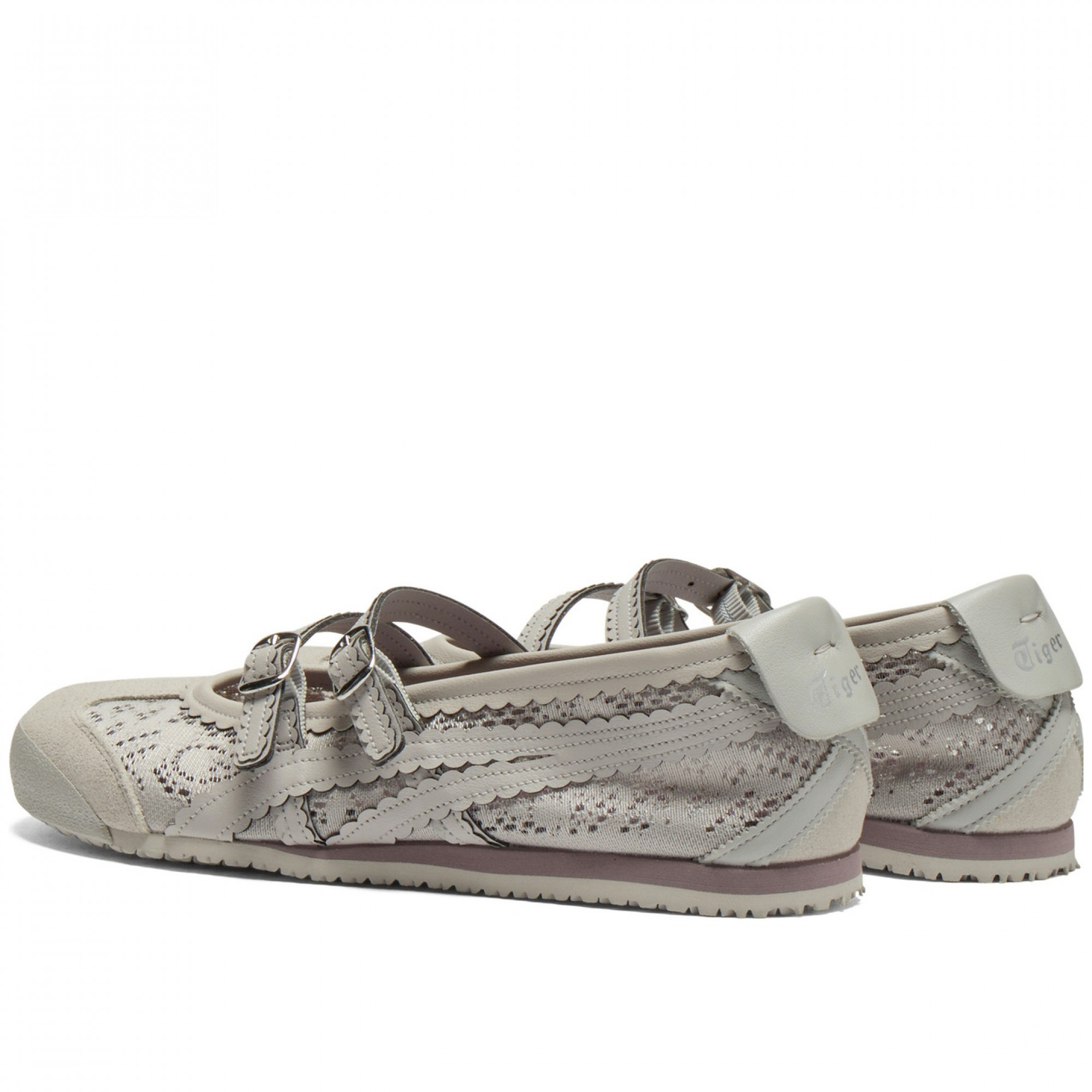 Mexico 66 Mary Jane Shoes Buckle Fabric Flat Gray Low Heel 3cm Moderate Round Tip 1182a705 020