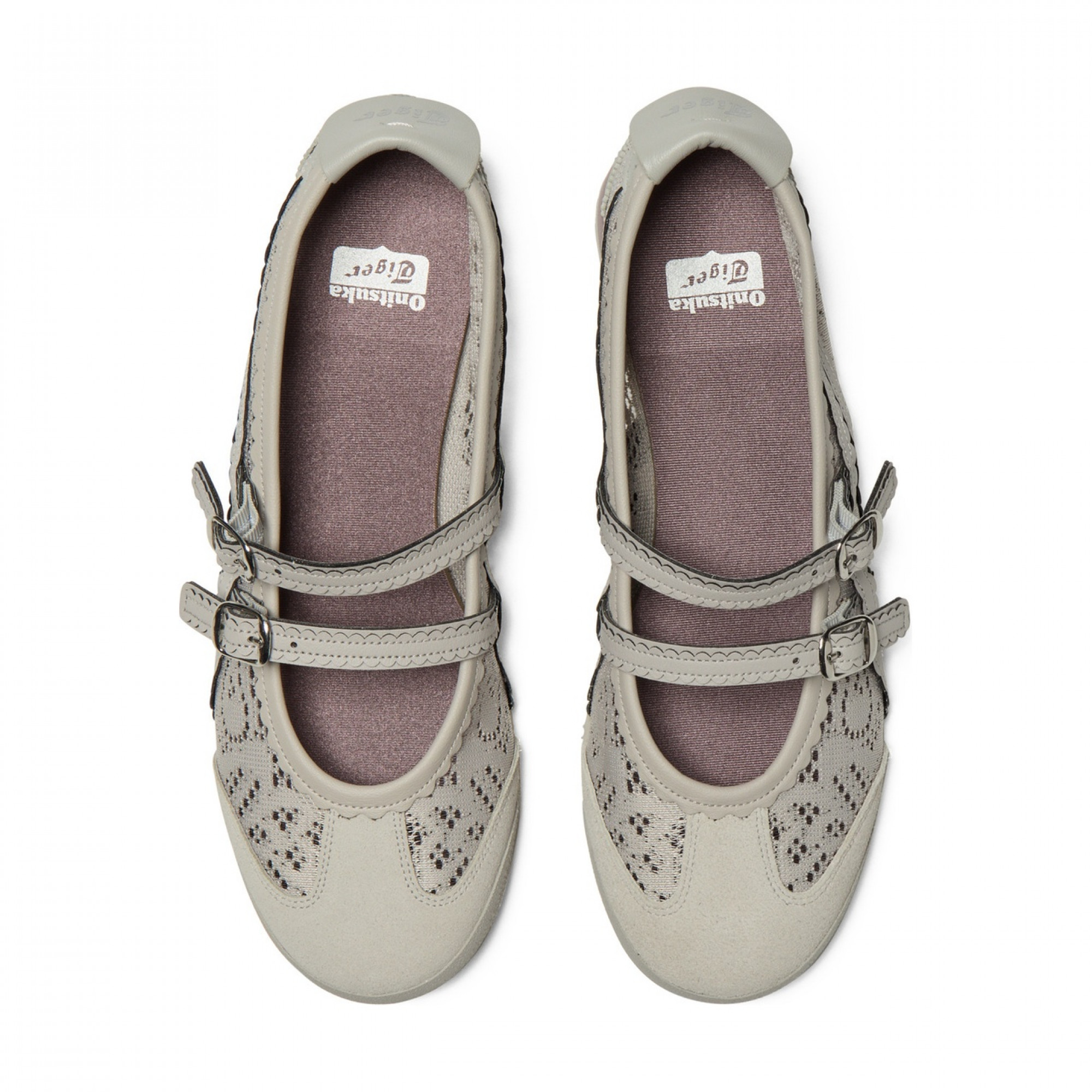 Mexico 66 Mary Jane Shoes Buckle Fabric Flat Gray Low Heel 3cm Moderate Round Tip 1182a705 020