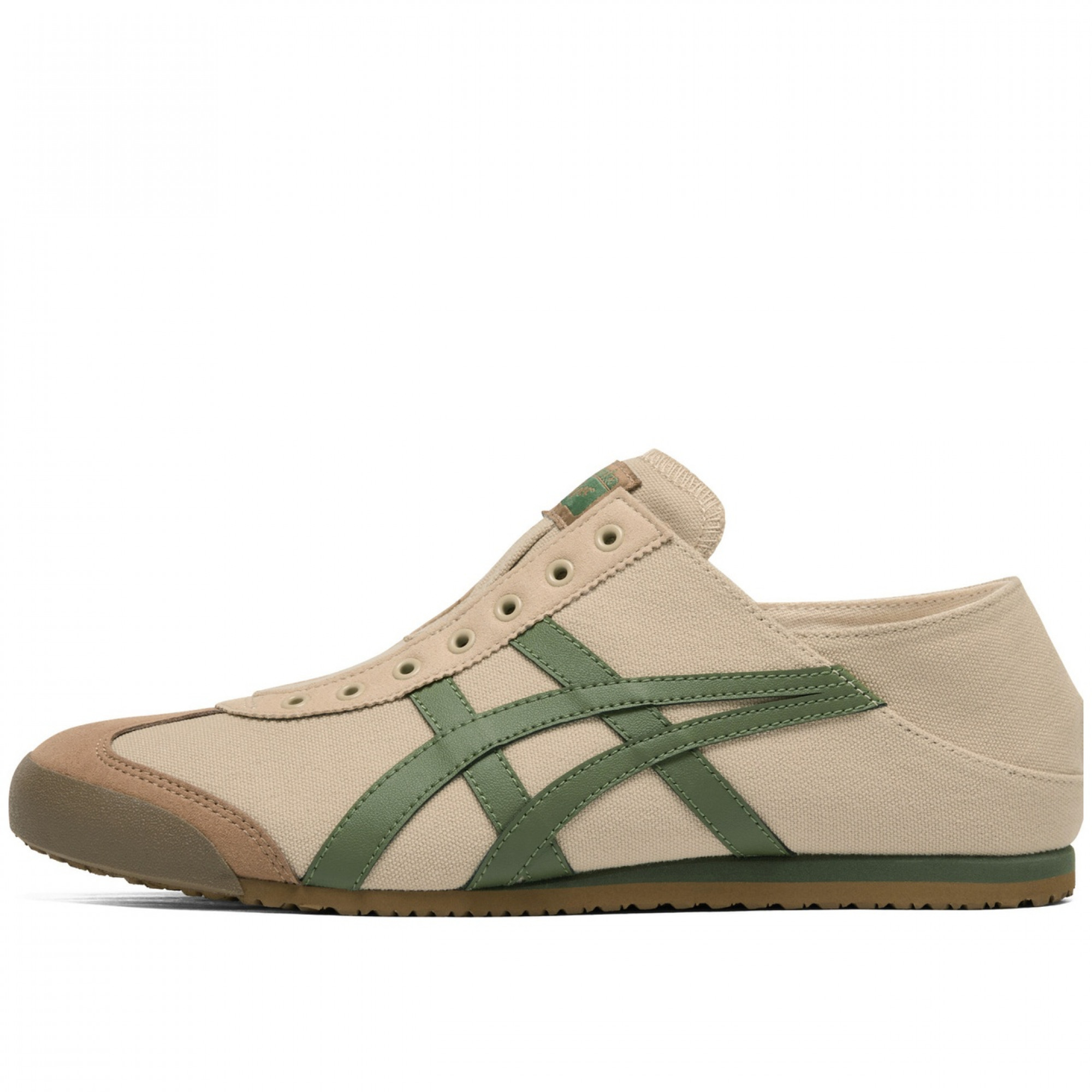 Mexico 66 Casual Shoes Beige Fabric Flat Green Low Top Moderate Round Tip Slip On 1183a437 253