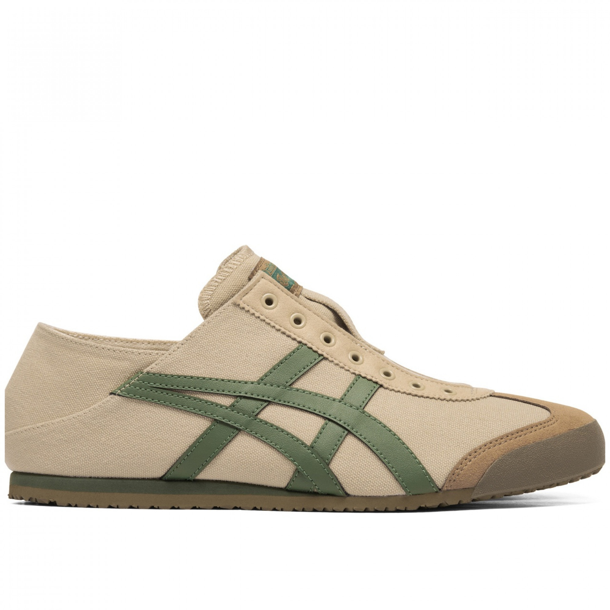 Mexico 66 Casual Shoes Beige Fabric Flat Green Low Top Moderate Round Tip Slip On 1183a437 253