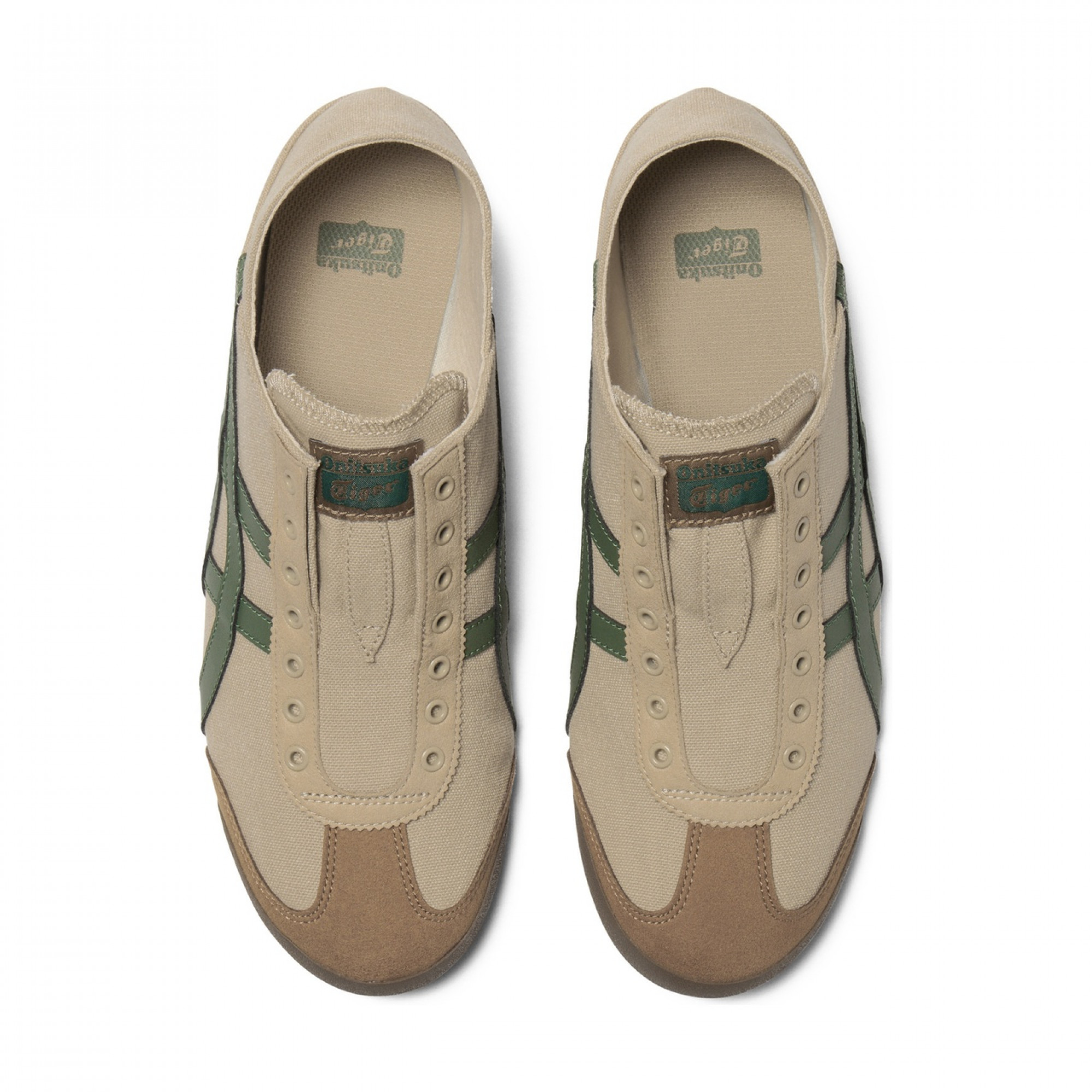 Mexico 66 Casual Shoes Beige Fabric Flat Green Low Top Moderate Round Tip Slip On 1183a437 253