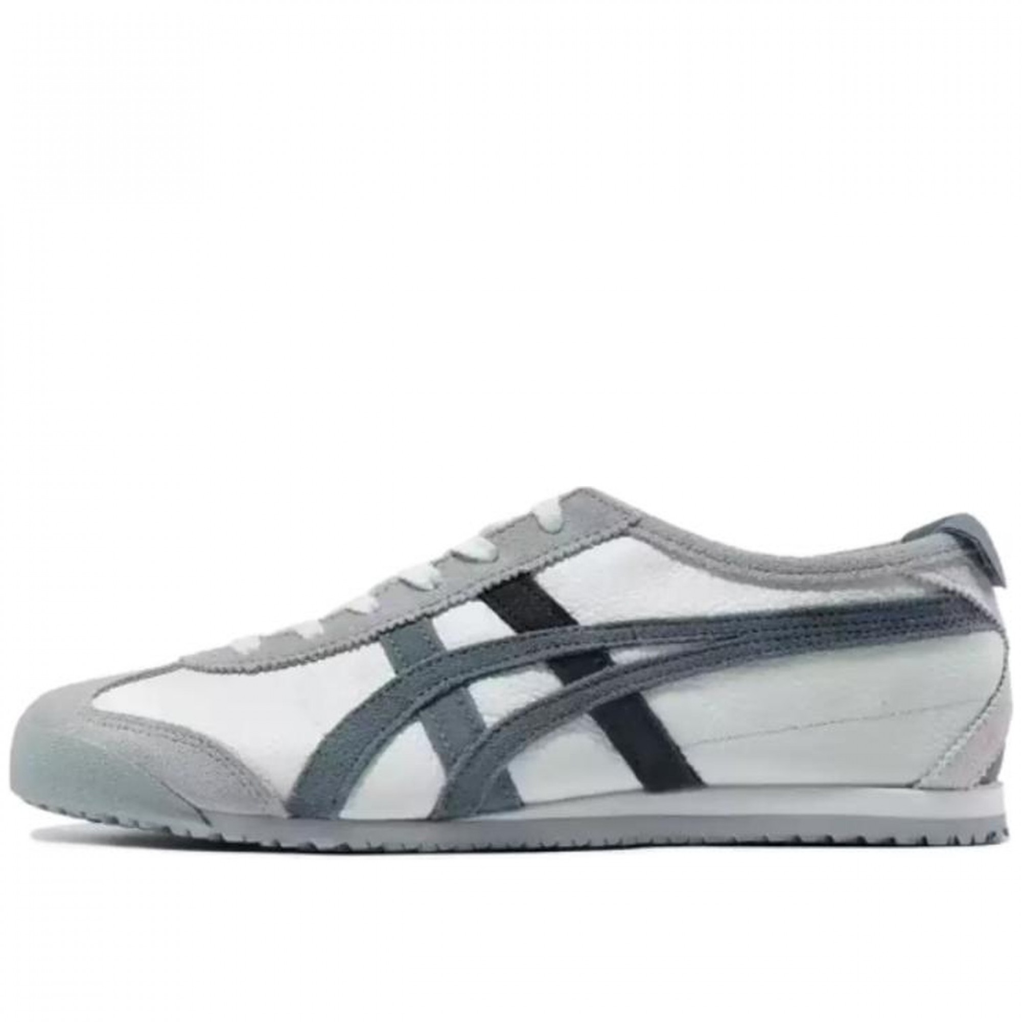 Mexico 66 Casual Shoes Fabric Flat Gray Lace Up Low Top Round Tip Rubber Slip Resistant White 1183c076 300