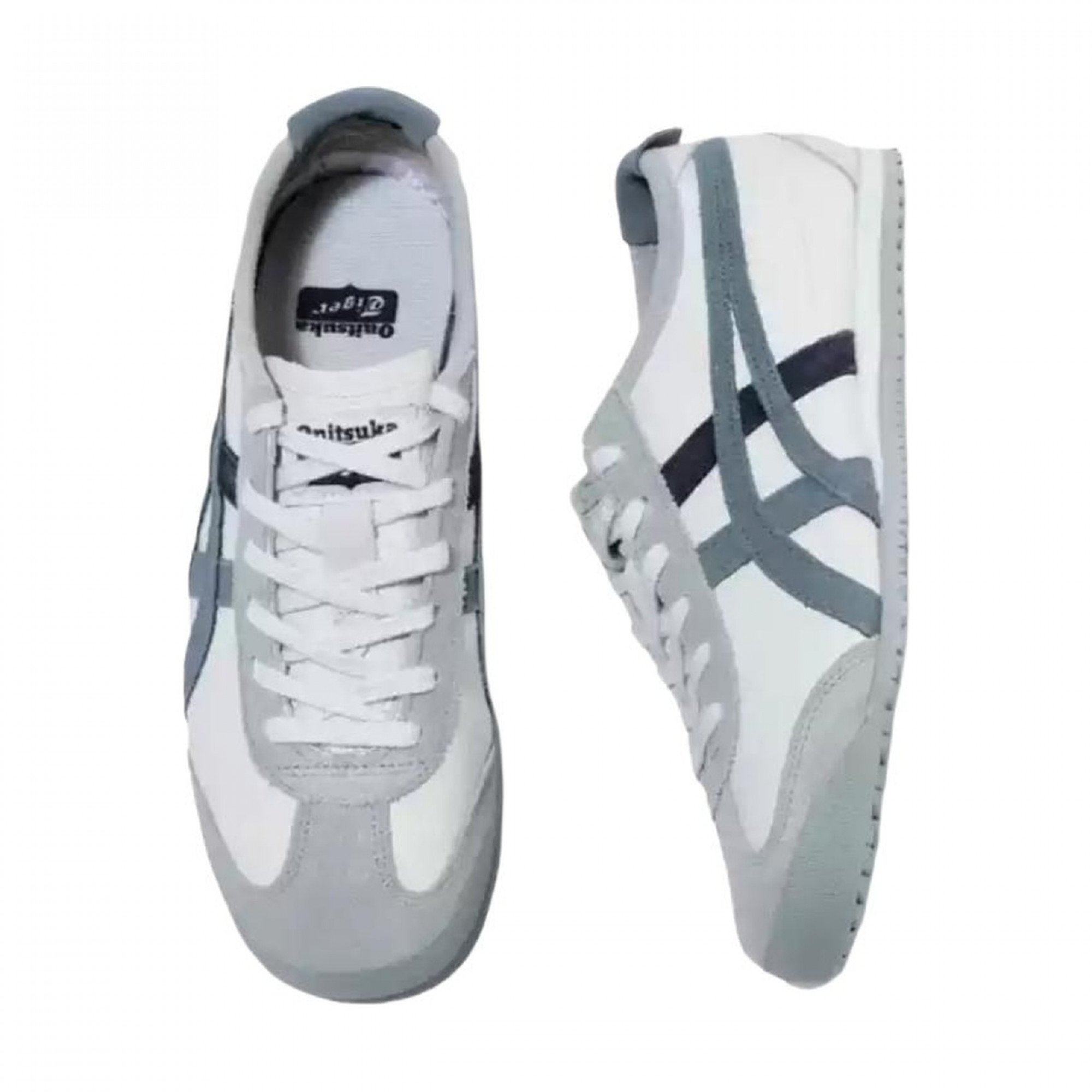 Mexico 66 Casual Shoes Fabric Flat Gray Lace Up Low Top Round Tip Rubber Slip Resistant White 1183c076 300