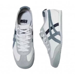 Mexico 66 Casual Shoes Fabric Flat Gray Lace Up Low Top Round Tip Rubber Slip Resistant White 1183c076 300
